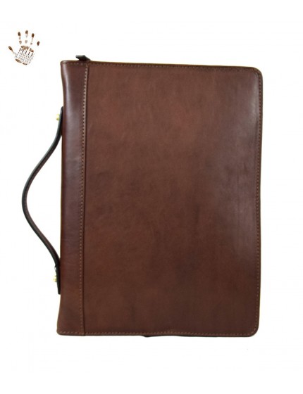 Genuine Leather A4 Documents Folder with Binder and Handle - Luis