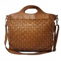 Genuine Braided Leather Handbag - Patty