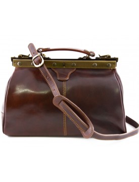 Genuine Leather Doctor Bag, Overlapping metal hinges closure - Fexat