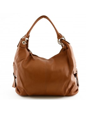 Bolso Shopper en Piel Verdadera para Mujer, 2 asas con anillos de metal - Brandie