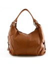 Echtes Leder Damen Schultertasche - 2 Handgriffe mit Metallringen - Brandie