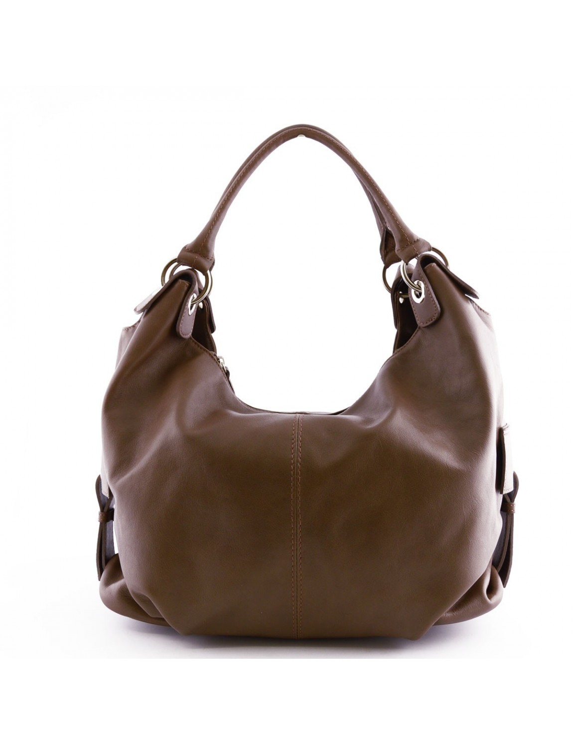 Borsa Donna Shopper in Vera Pelle, Manici con anelli in metallo - Brandie