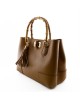 Borsa per Donna a Mano con manici in legno lucidato e nappa in pelle - Tassey