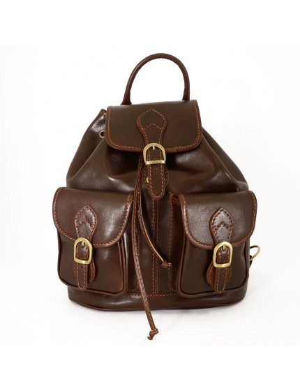 Genuine Leather Backpack, 2 Front Pockets - Alan