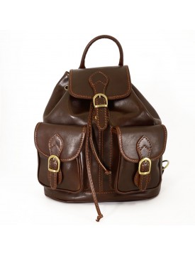 Genuine Leather Backpack, 2 Front Pockets - Alan