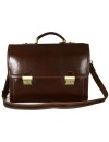 Genuine Leather Business Briefcase with 3 Compartments and 2 Buckles - Henry