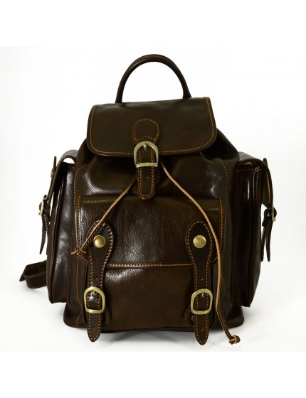 Genuine leather Backpack for Man with 2 Side Pockets - Ken
