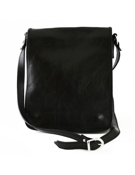 Genuine Leather Crossbody Bag 2 Compartments and Adjustable Shoulder Strap - Ronan