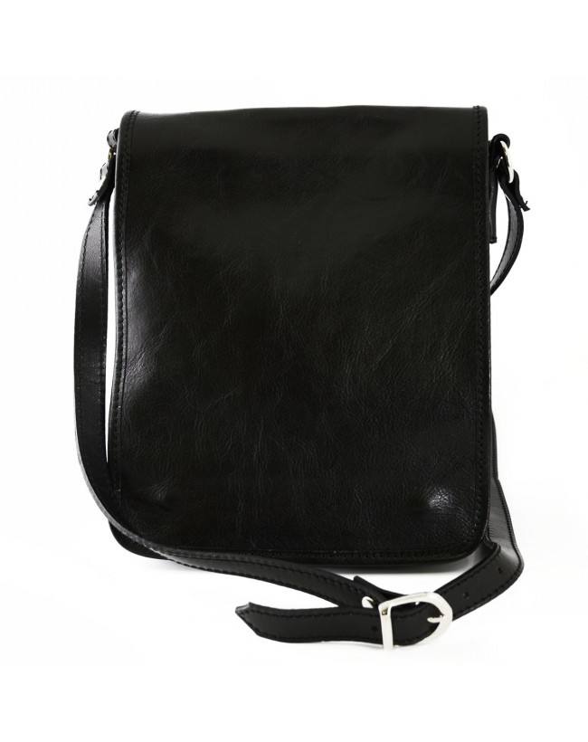 Genuine Leather Crossbody Bag 2 Compartments and Adjustable Shoulder Strap - Ronan