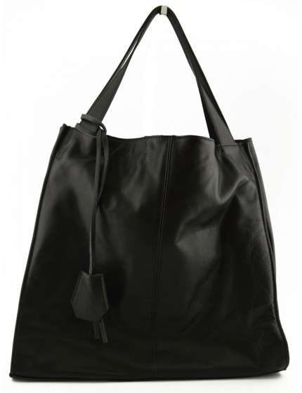 Bolso Shopper en Piel Verdadera con Colgante en Piel - Lilli