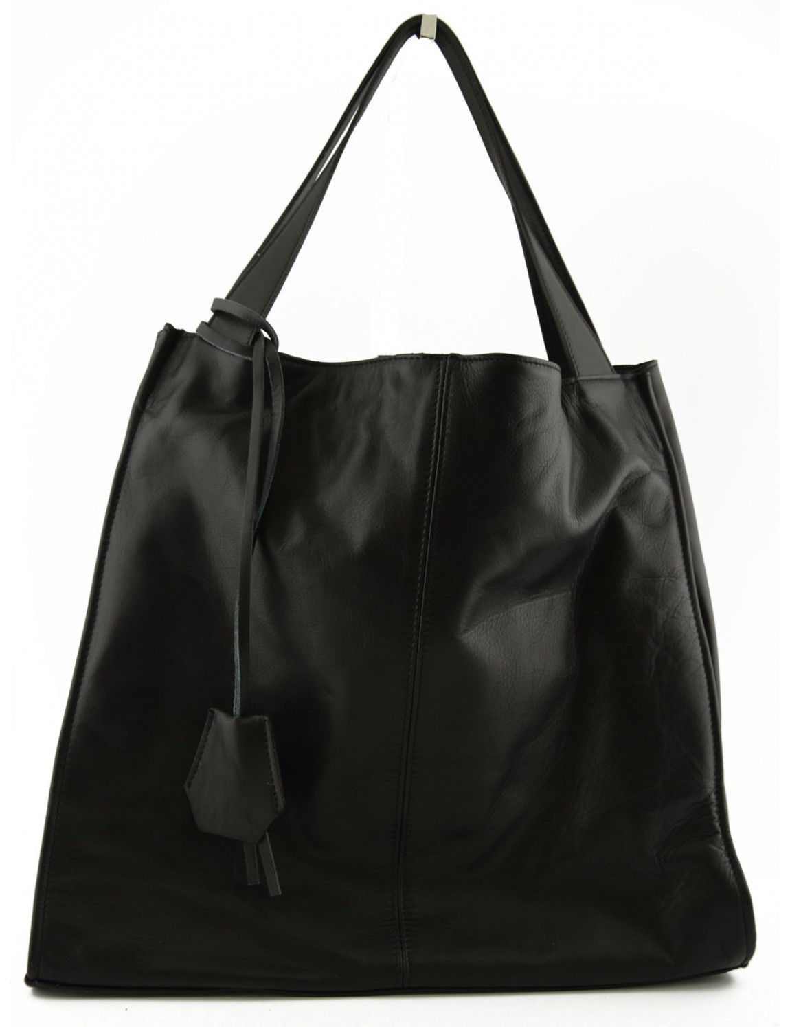 Sac Shopper en Cuir Veritable avec Pendentif en Cuir Lilli
