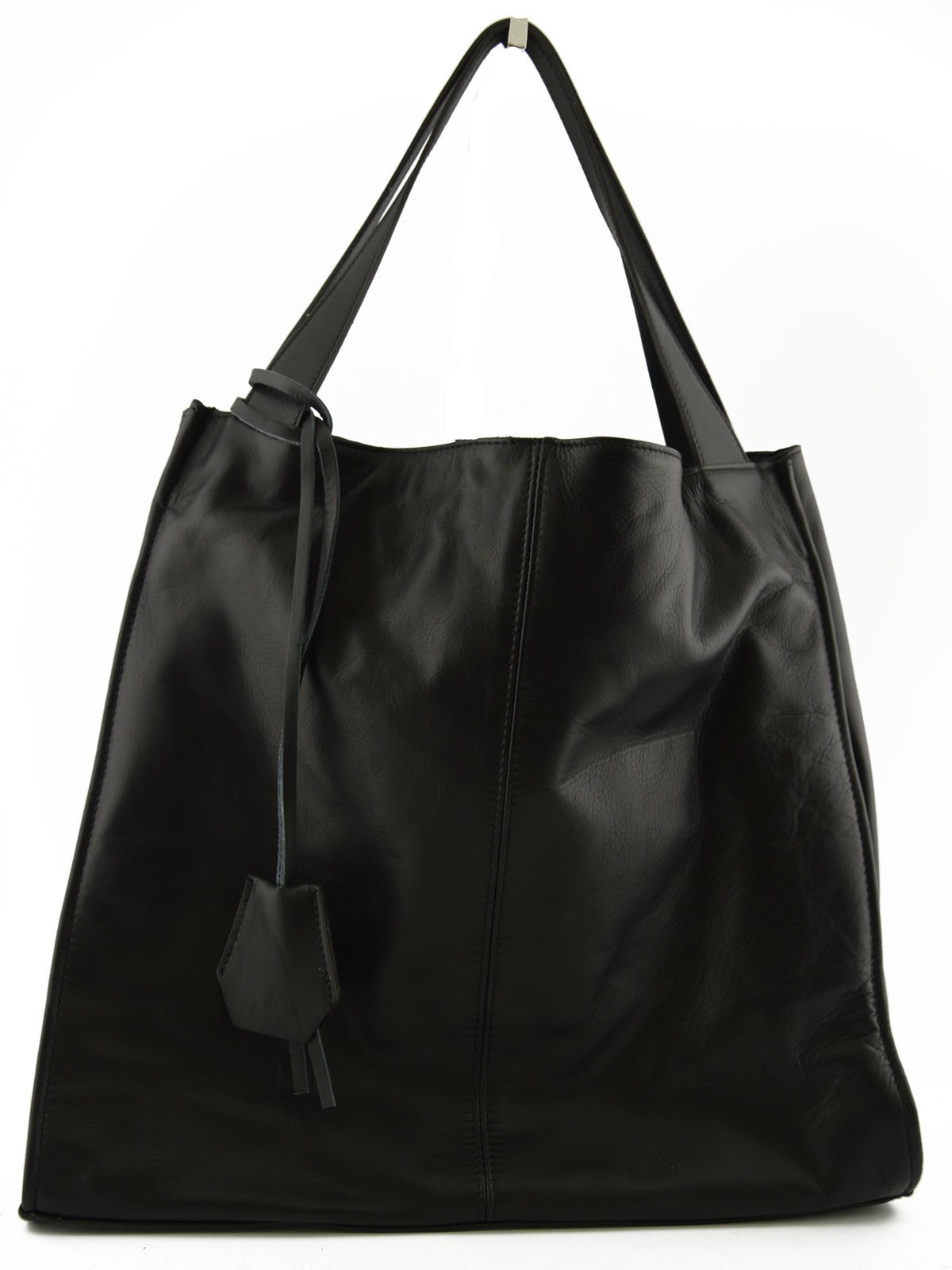 Borsa Shopper in Vera Pelle con Ciondolo in Pelle Lilli