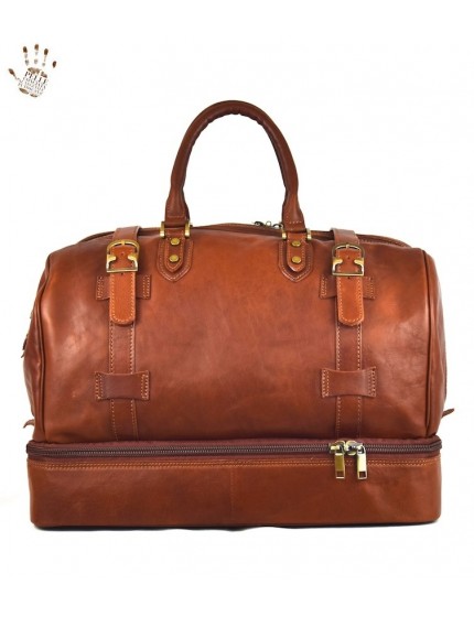 Sac Voyage en Cuir avec Double Fond pour Chaussures - Morgan