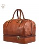 Leather Travel Bag with Double Bottom for Shoes - Morgan