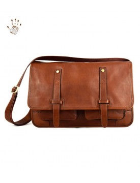 Bolso Messenger de Curtido Vegetal con Bolsillos Delanteros - Harrison