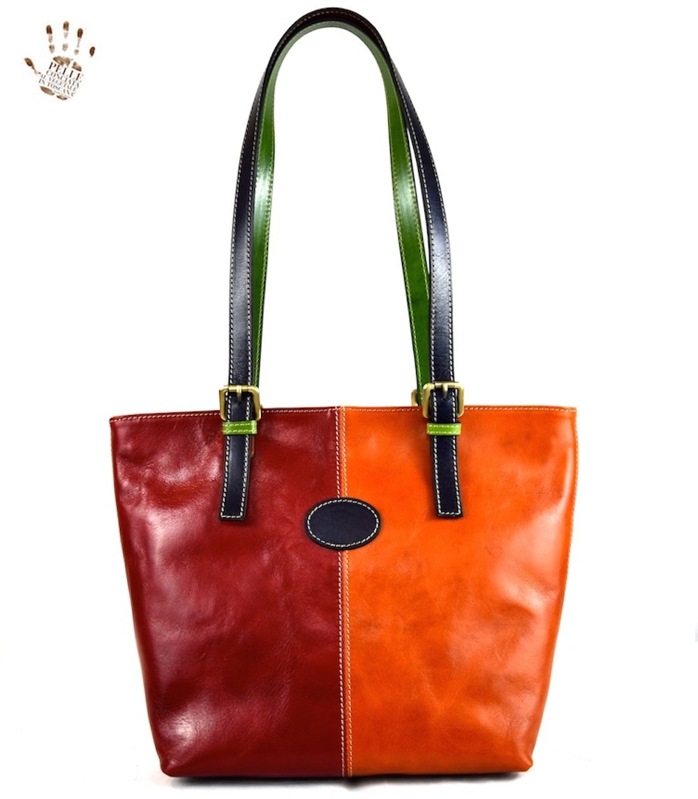 Sac Shopper En Cuir Au Tannage Végétal Costanza - Multicolore, Neuf Avec étiquettes