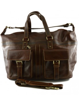 Genuine Leather Travel Bag with Front Pockets - Kuju
