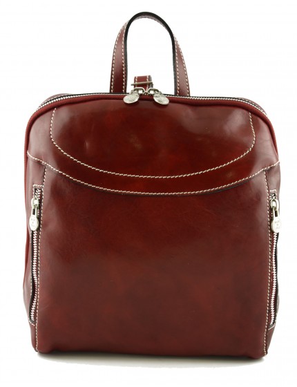 Leather Backpack with Front Pockets - Effe