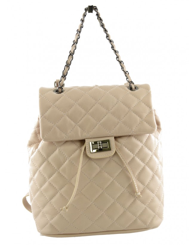 Genuine Quilted Leather Backpack - Corinna