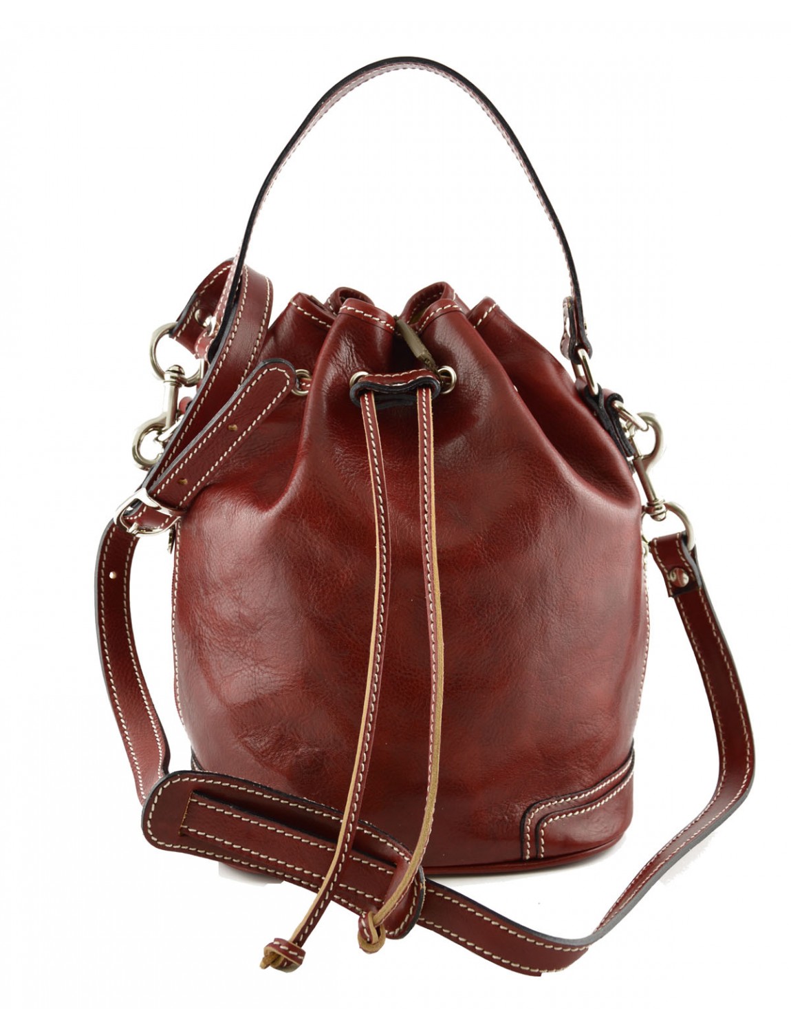 Sac à Seau Giulia En Cuir Véritable - 23x16x27 Cm - Bandoulière Amovible - Style Épuré Et Pratique