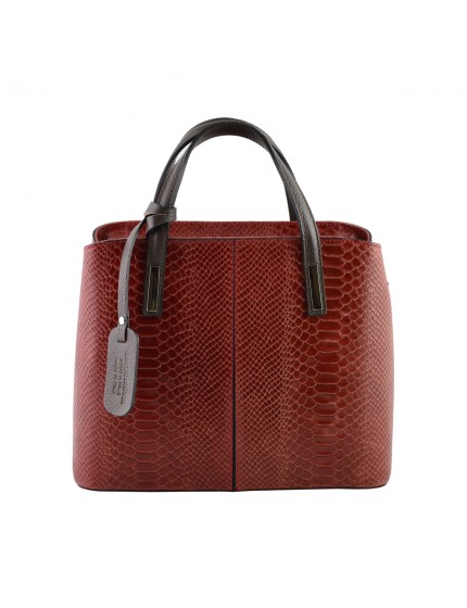 Genuine Leather Python Printed Handbag - Logan