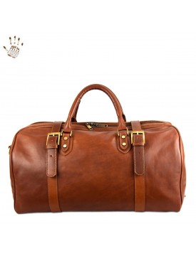 Genuine Vegetable Tanned Leather Travel Bag - Moss