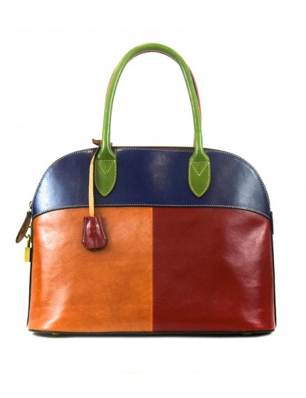 Vegetable Tanned Leather Handbag with Padlock - Frida mod. Big