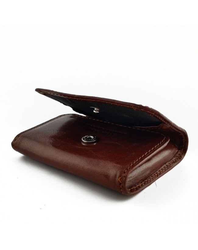 Oakridge Leather Portamonete In Vera Pelle Marrone Chiaro – Con Linguetta, Tasca Interna E Doppio Scomparto, 9x8 Cm